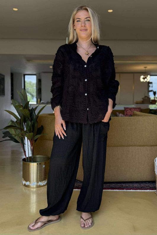 Laundry B Effie Embroidered Shirt Black
